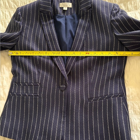 Tahari Blue and White Pinstripe Blazer - Picture 5 of 9